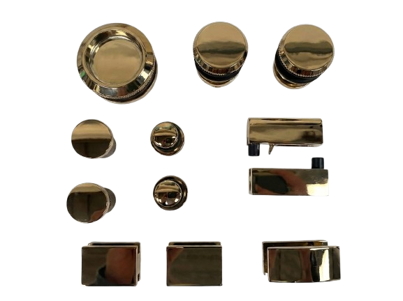 CANCEL PARA BAÑO EN ESCUADRA CORREDIZO COLGANTE VIDIRO A VIDRIO ACERO INOXIDABLE 304 ORO BRILLANTE