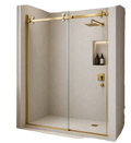 CANCEL PARA BAÑO EN ESCUADRA CORREDIZO COLGANTE VIDIRO A VIDRIO ACERO INOXIDABLE 304 ORO BRILLANTE