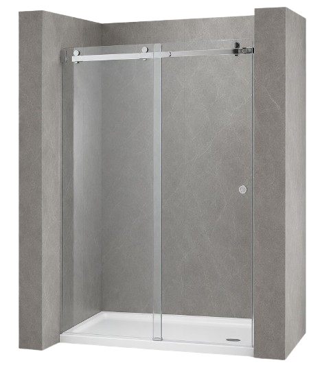 CANCEL PARA BAÑO EN ESCUADRA CORREDIZO COLGANTE MURO A VIDRIO ACERO INOXIDABLE 304 SATIN