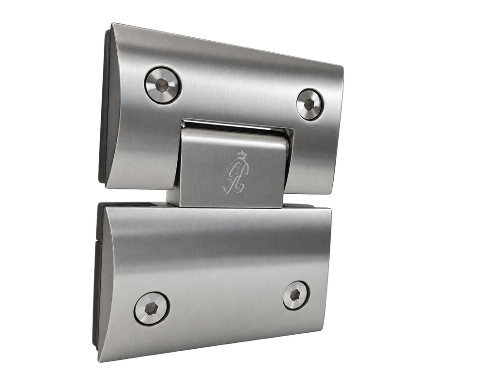 BISAGRA CURVA VIDRIO A VIDRIO 180° SATIN ZAMAC