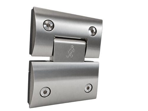 180° CURVED GLASS-TO-GLASS HINGE, SATIN ZAMAK