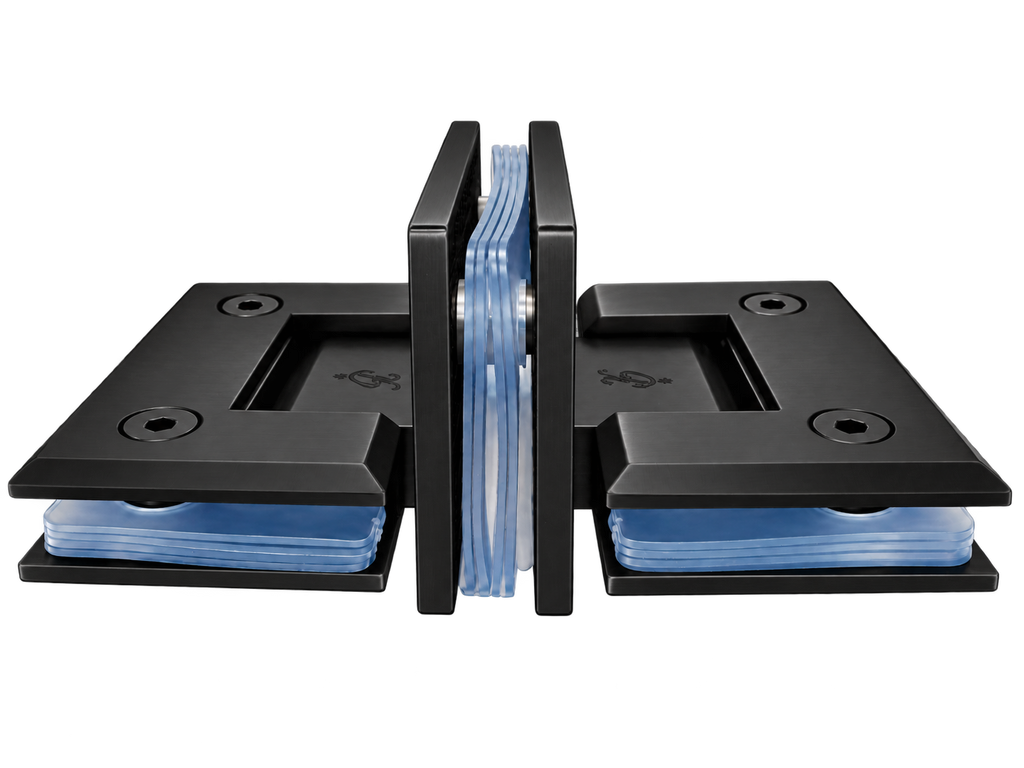 BISAGRA TRIPLE VIDRIO A VIDRIO 180° NEGRO ACERO INOXIDABLE 304