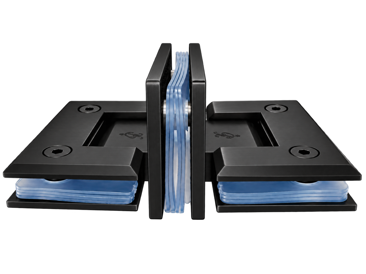 BISAGRA TRIPLE VIDRIO A VIDRIO 180° NEGRO ACERO INOXIDABLE 304