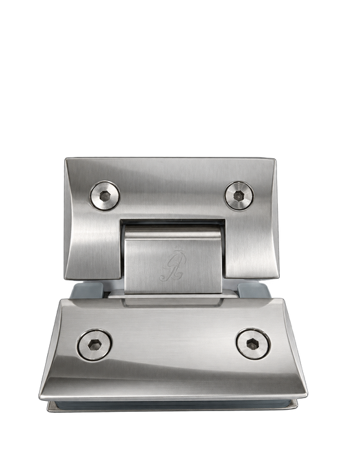 135° CURVED GLASS-TO-GLASS HINGE, SATIN ZAMAK
