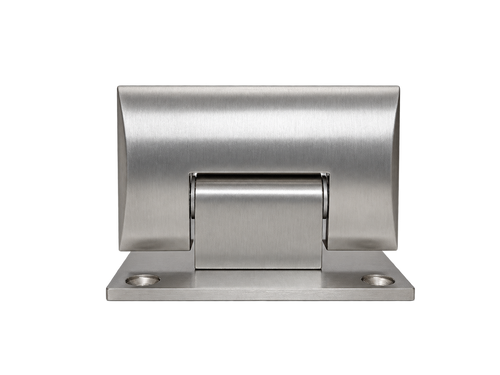 90° OFFSET CURVED WALL-TO-GLASS HINGE, SATIN ZAMAK