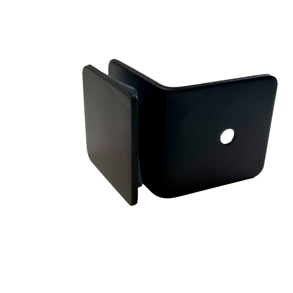 CLIP MURO A VIDRIO 90° CON BASE LATERAL NEGRO ACERO INOXIDABLE 201