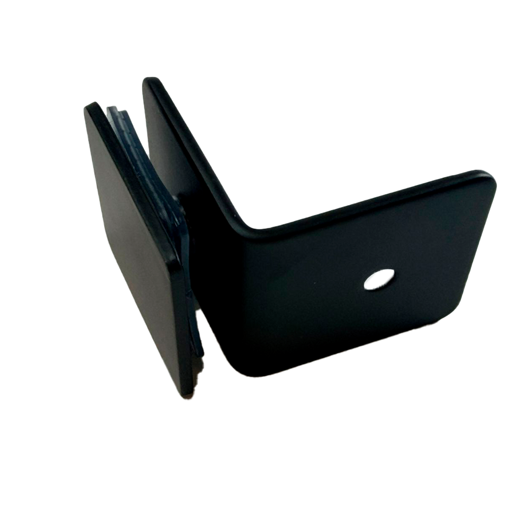 CLIP MURO A VIDRIO 90° CON BASE LATERAL NEGRO ACERO INOXIDABLE 201