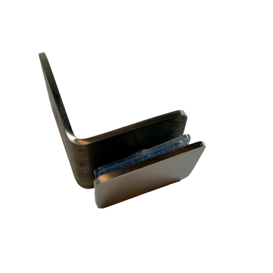 CLIP MURO A VIDRIO 90° CON BASE LATERAL SATIN ACERO INOXIDABLE 201