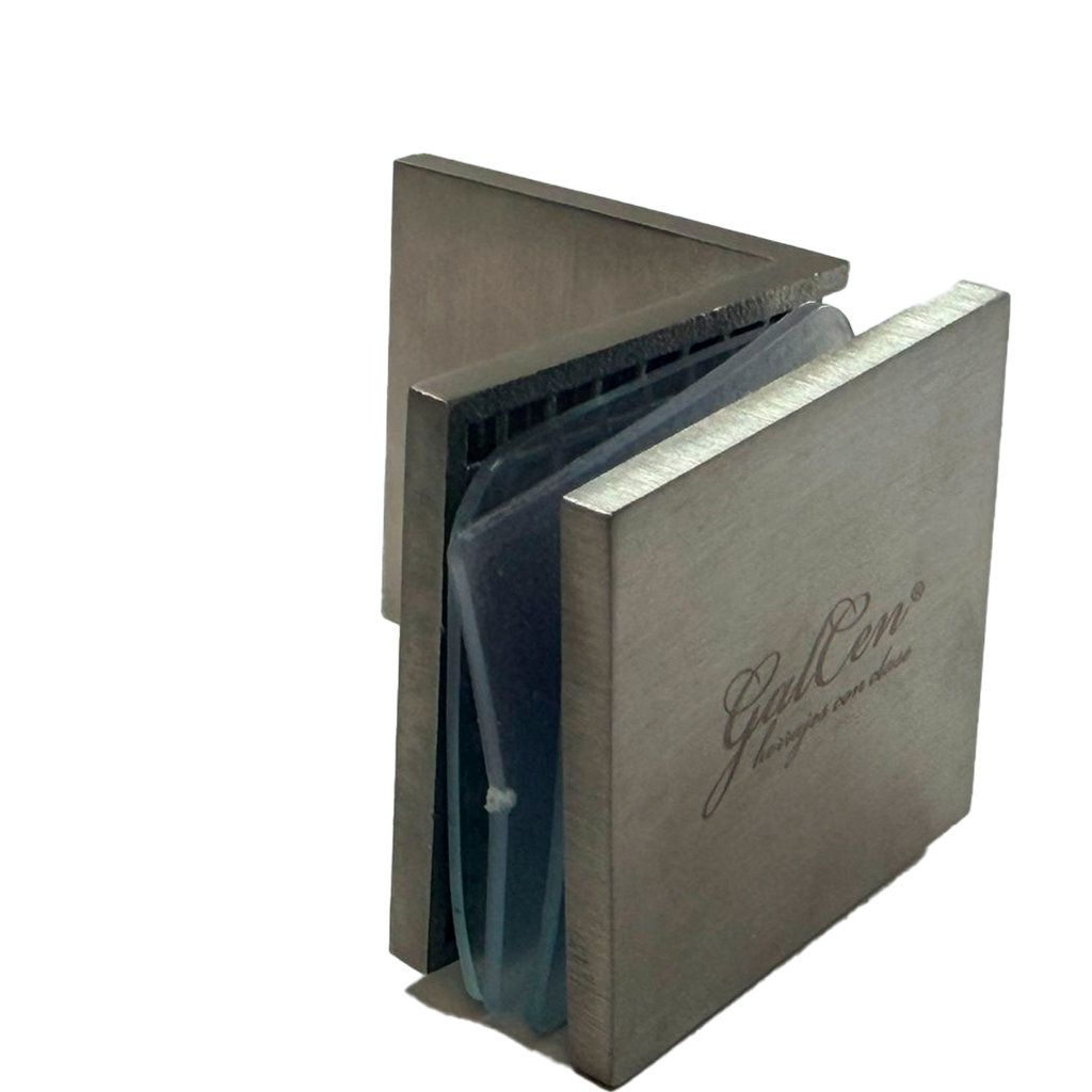 CLIP MURO A VIDRIO 90° CON BASE LATERAL SATIN ACERO INOXIDABLE 304 CASTING
