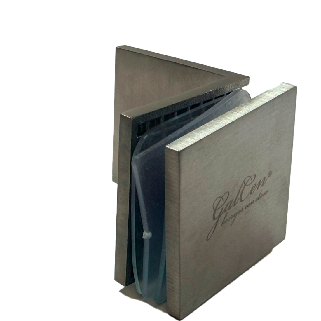 CLIP MURO A VIDRIO 90° CON BASE LATERAL SATIN ACERO INOXIDABLE 304 CASTING