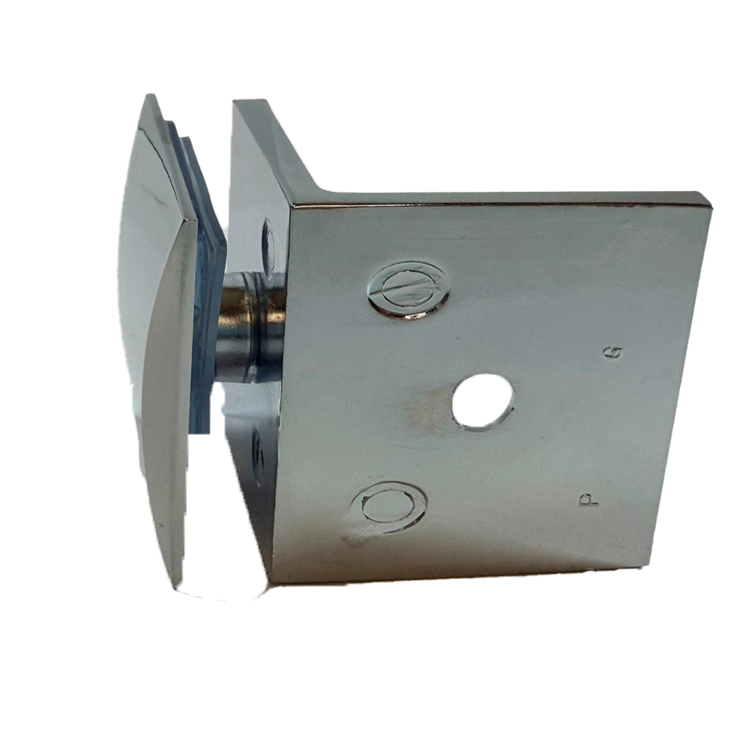 CLIP MURO A VIDRIO 90° CON BASE LATERAL CROMO ZAMAC