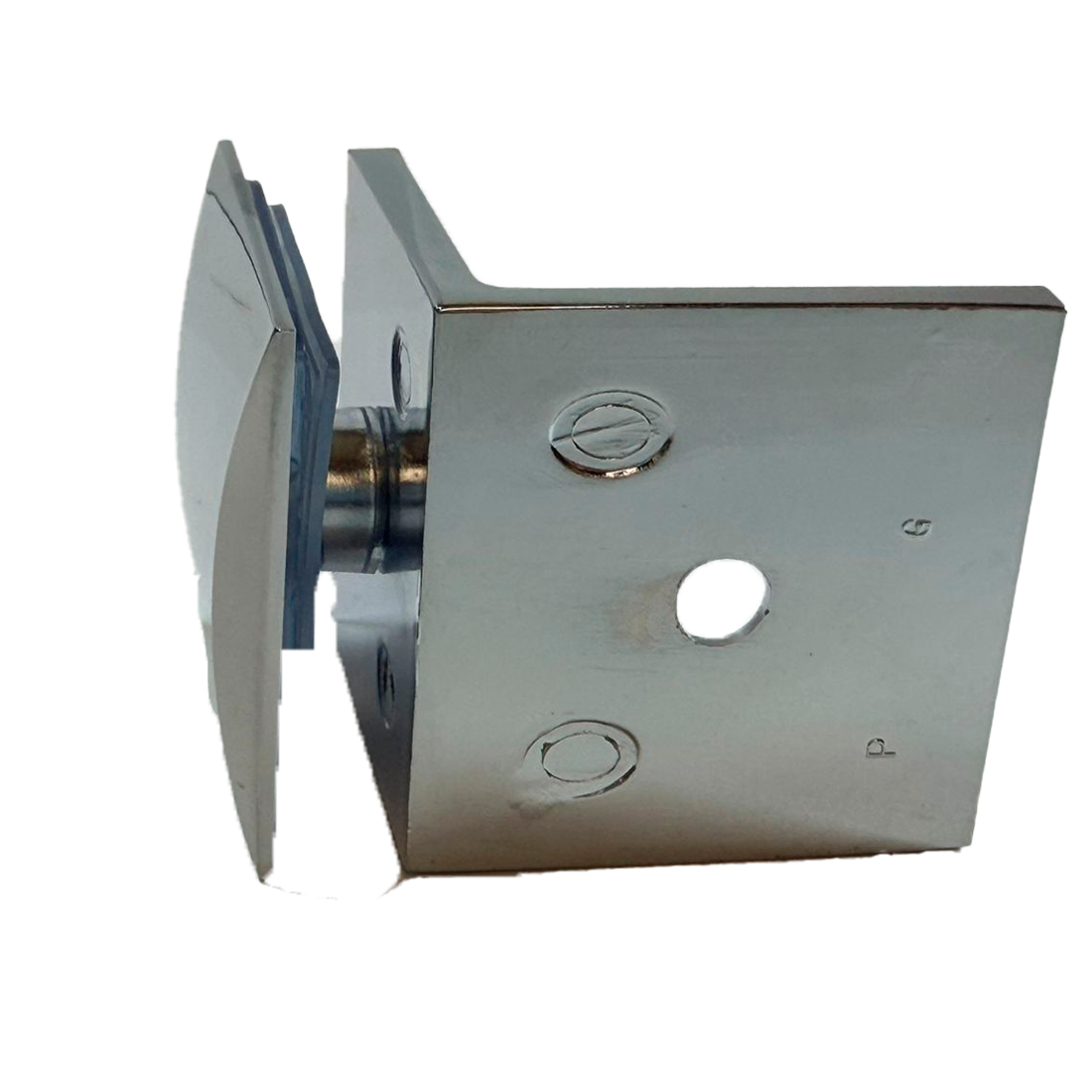 CLIP MURO A VIDRIO 90° CON BASE LATERAL CROMO ZAMAC