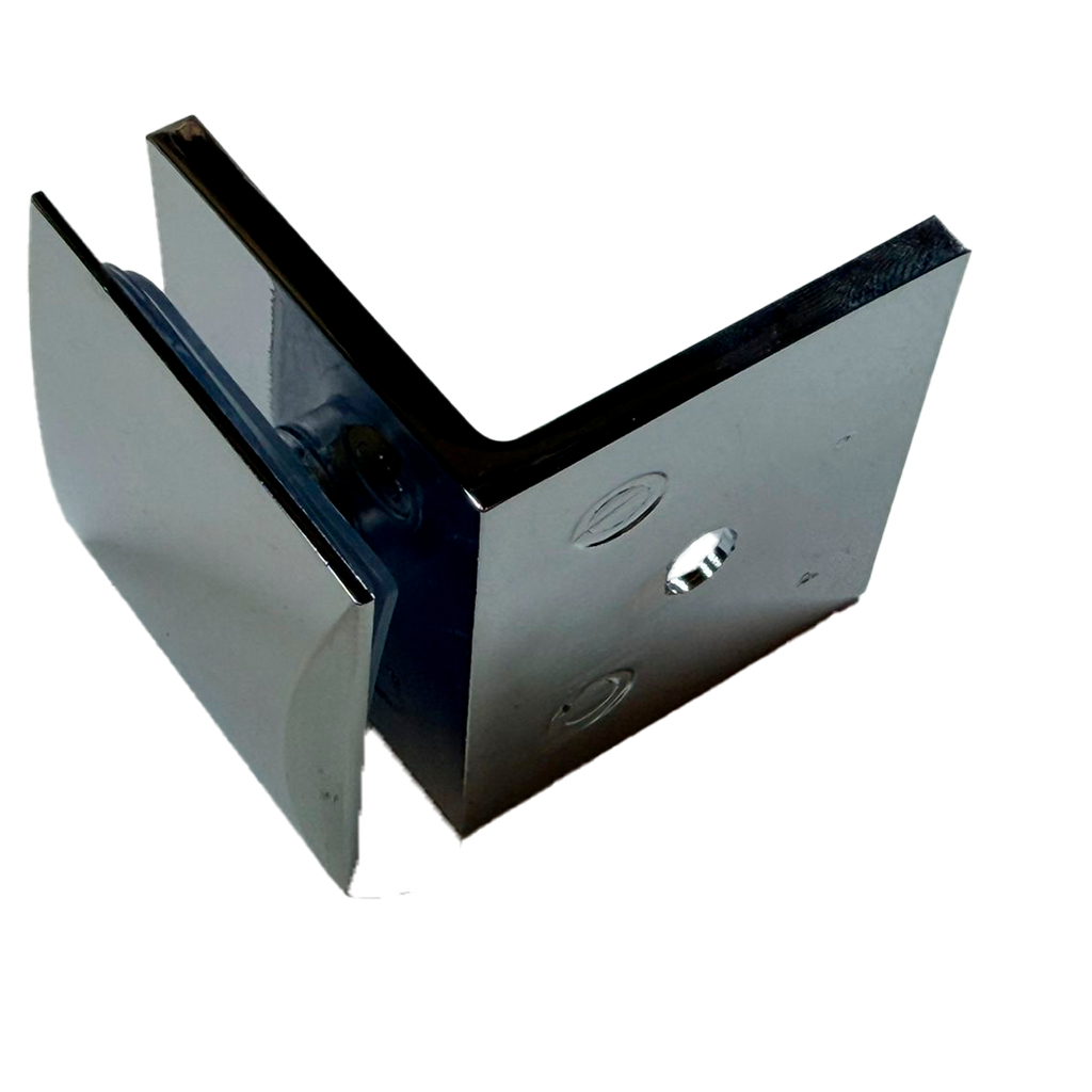 CLIP MURO A VIDRIO 90° CON BASE LATERAL CROMO ZAMAC