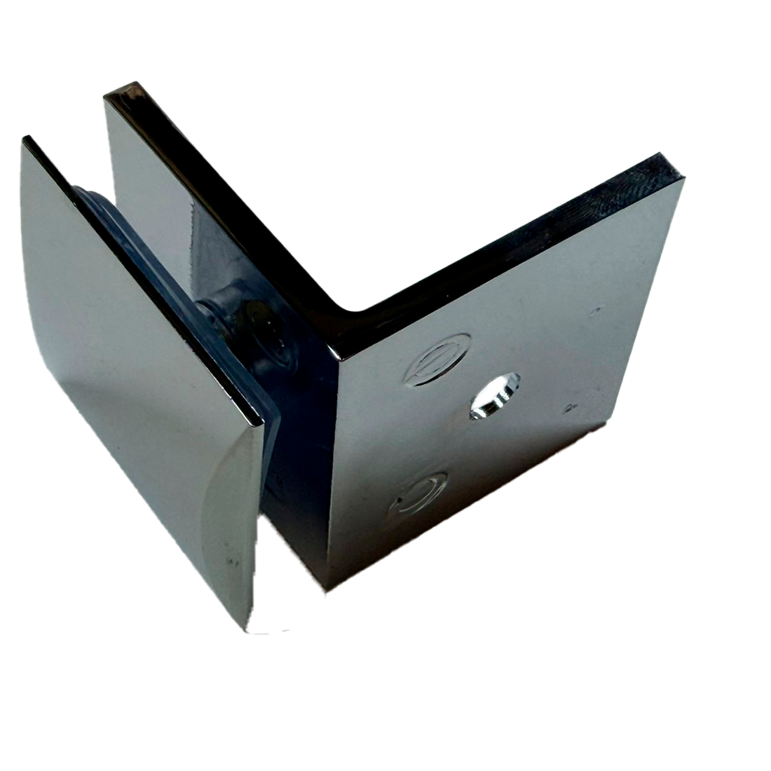 CLIP MURO A VIDRIO 90° CON BASE LATERAL CROMO ZAMAC