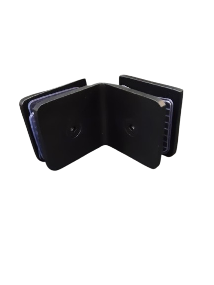 CLIP VIDRIO A VIDRIO 90° NEGRO ACERO INOXIDABLE 201