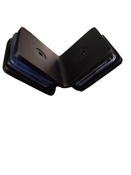 CLIP VIDRIO A VIDRIO 90° FIT NEGRO ACERO INOXIDABLE 304
