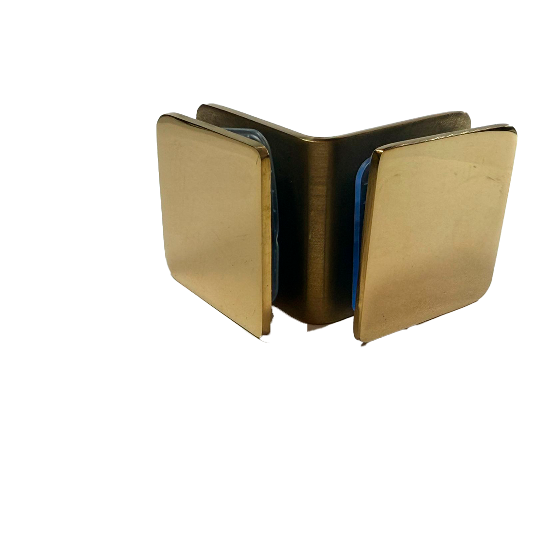 CLIP VIDRIO A VIDRIO 90° ORO BRILLANTE ACERO INOXIDABLE 201