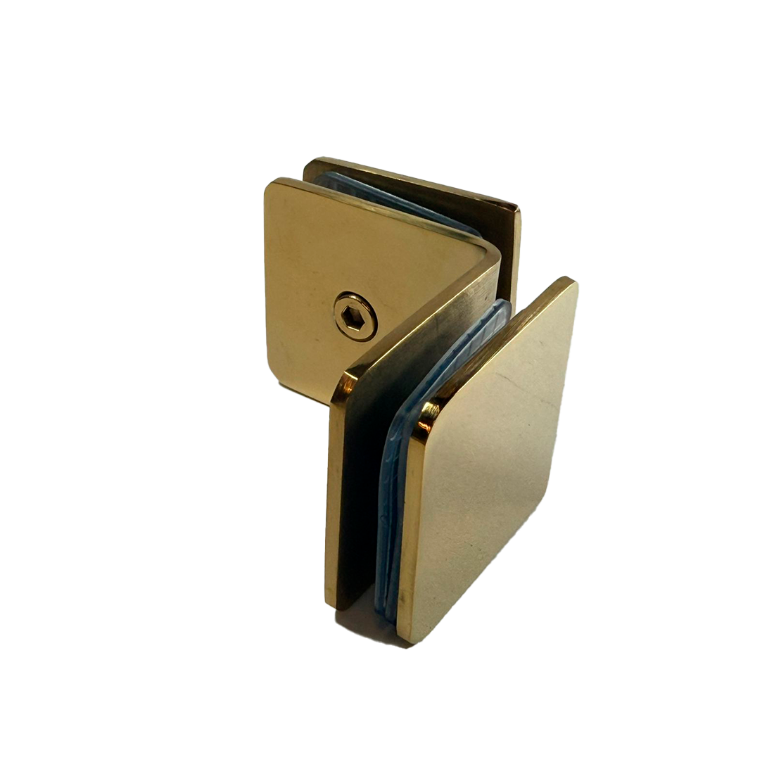 CLIP VIDRIO A VIDRIO 90° ORO BRILLANTE ACERO INOXIDABLE 201