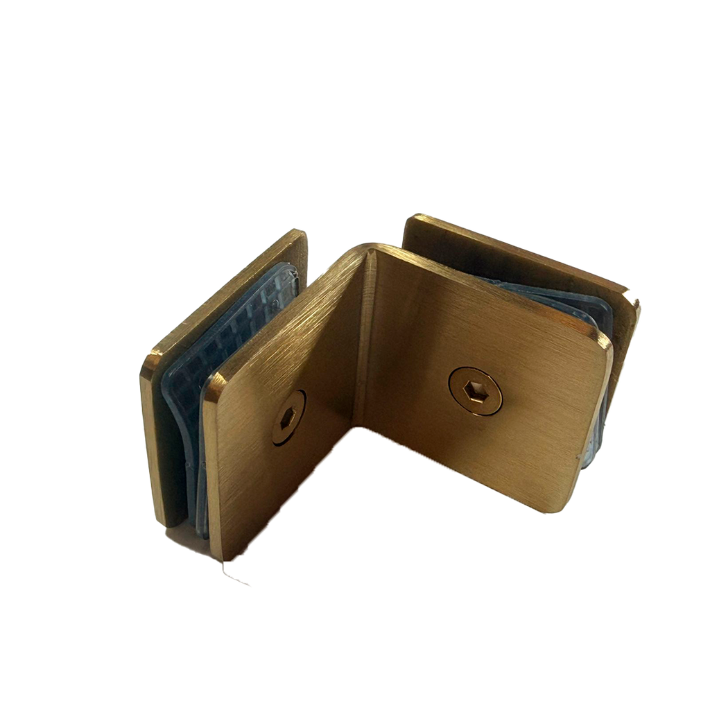 CLIP VIDRIO A VIDRIO 90° ORO MATE ACERO INOXIDABLE 201