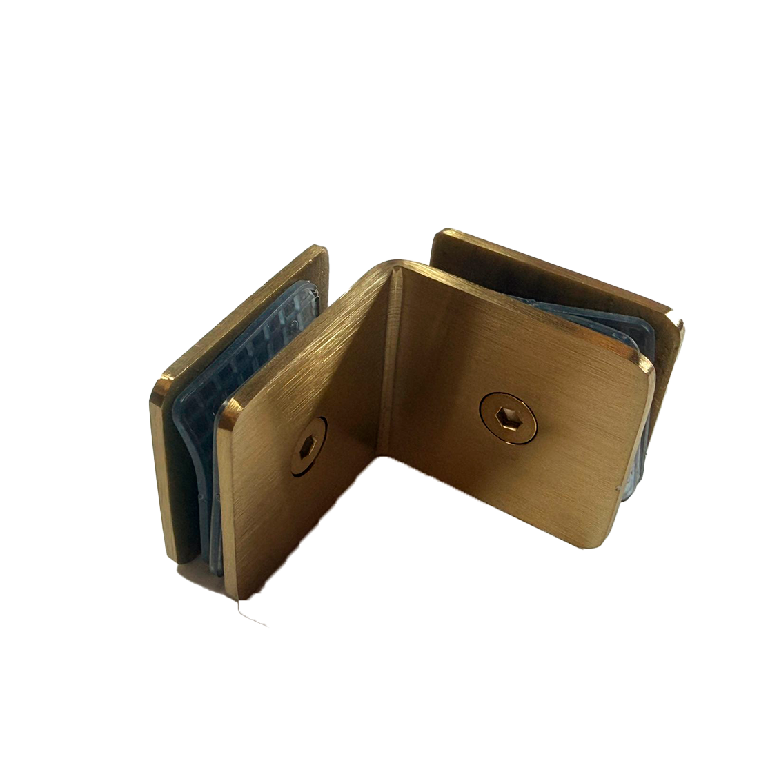 CLIP VIDRIO A VIDRIO 90° ORO MATE ACERO INOXIDABLE 201