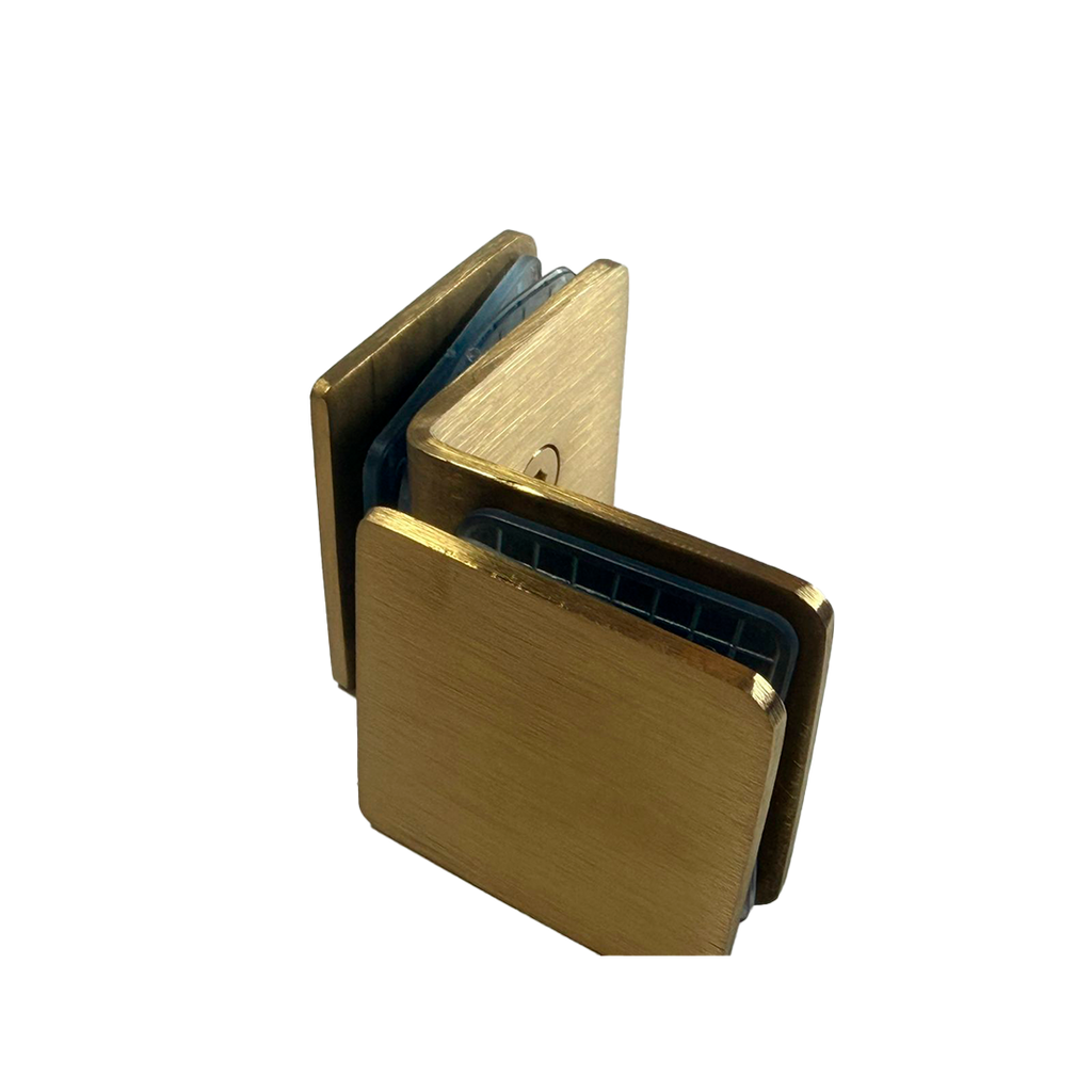 CLIP VIDRIO A VIDRIO 90° ORO MATE ACERO INOXIDABLE 201