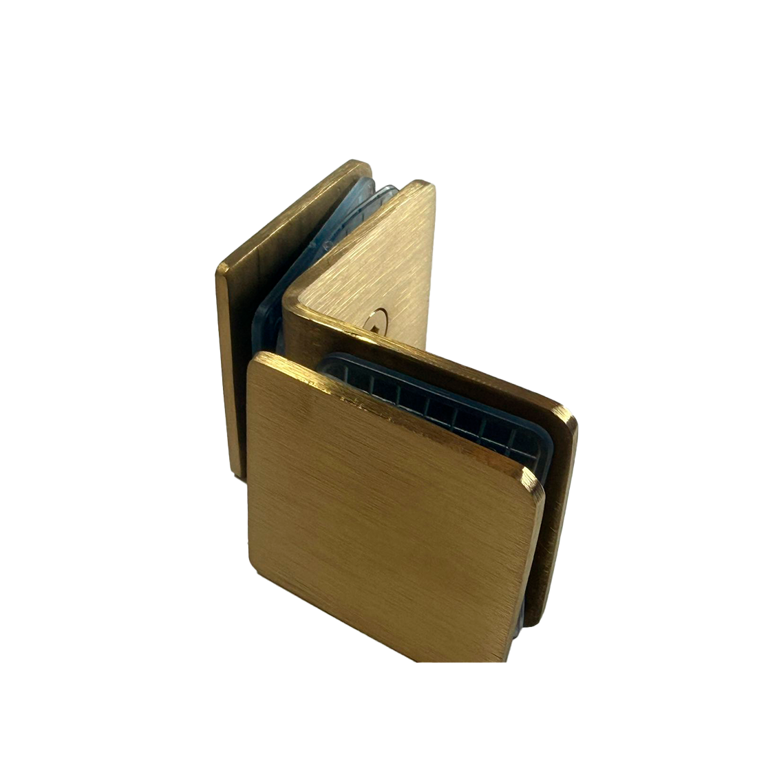 CLIP VIDRIO A VIDRIO 90° ORO MATE ACERO INOXIDABLE 201