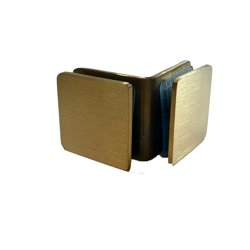 CLIP VIDRIO A VIDRIO 90° ORO MATE ACERO INOXIDABLE 201