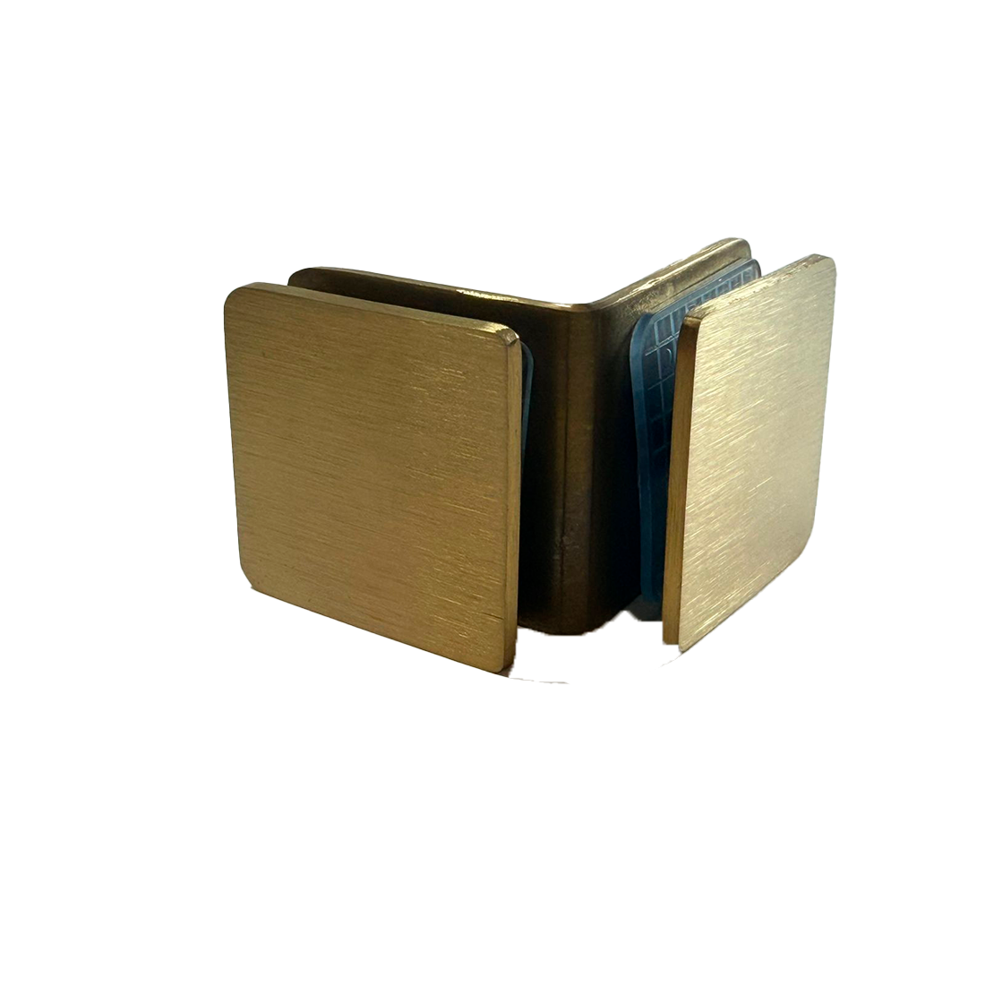 CLIP VIDRIO A VIDRIO 90° ORO MATE ACERO INOXIDABLE 201