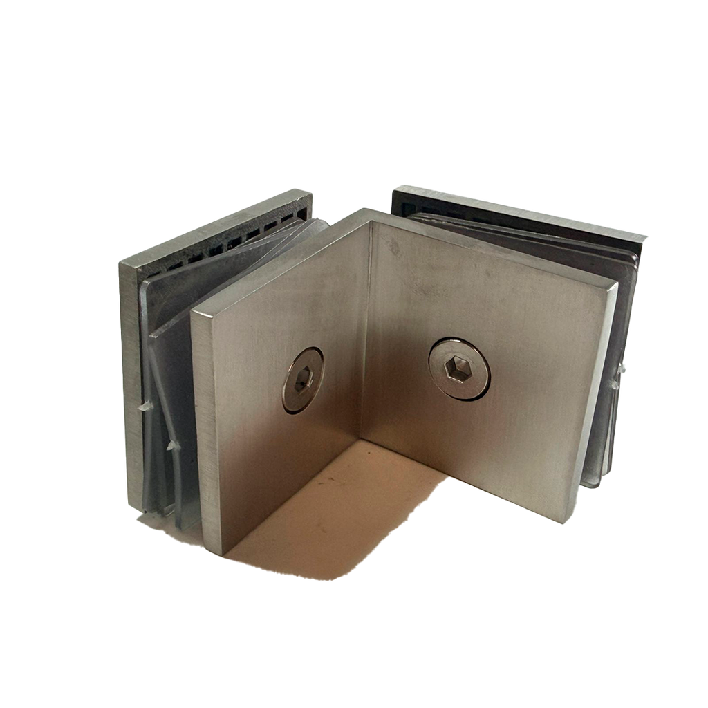 CLIP VIDRIO A VIDRIO 90° SATIN ACERO INOXIDABLE 304