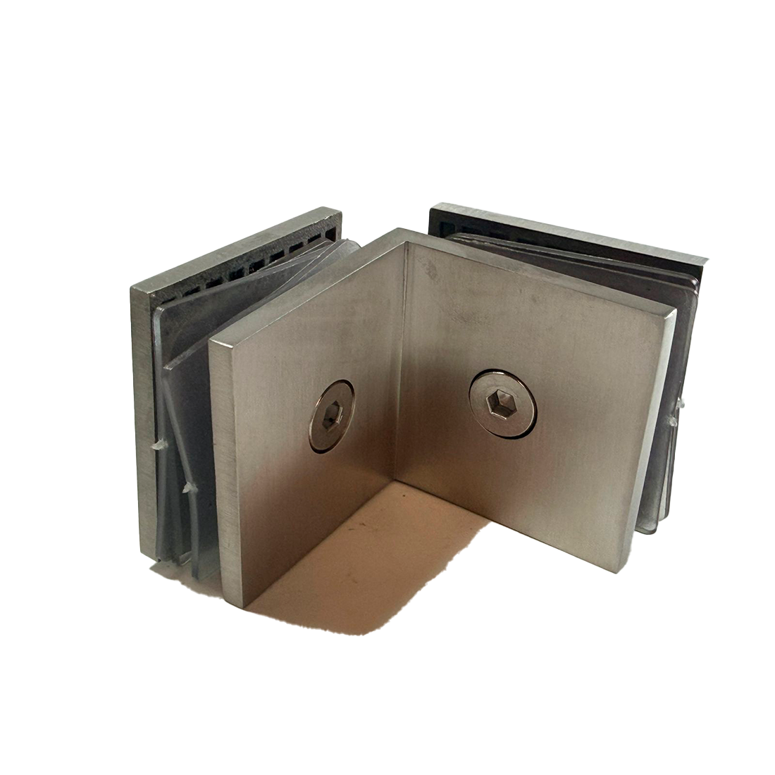 CLIP VIDRIO A VIDRIO 90° SATIN ACERO INOXIDABLE 304