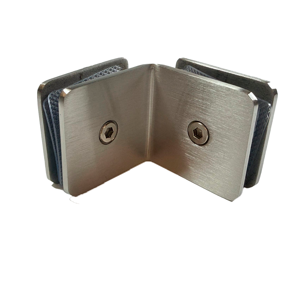 CLIP VIDRIO A VIDRIO 90° SATIN ACERO INOXIDABLE 304