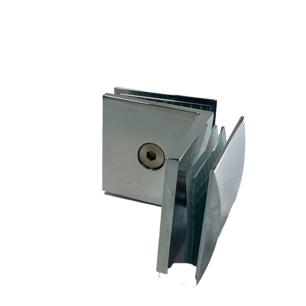 CLIP VIDRIO A VIDRIO 90° CROMO ZAMAC