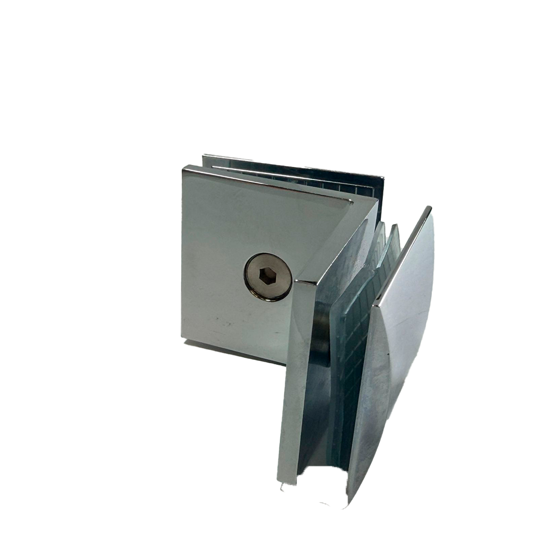 CLIP VIDRIO A VIDRIO 90° CROMO ZAMAC