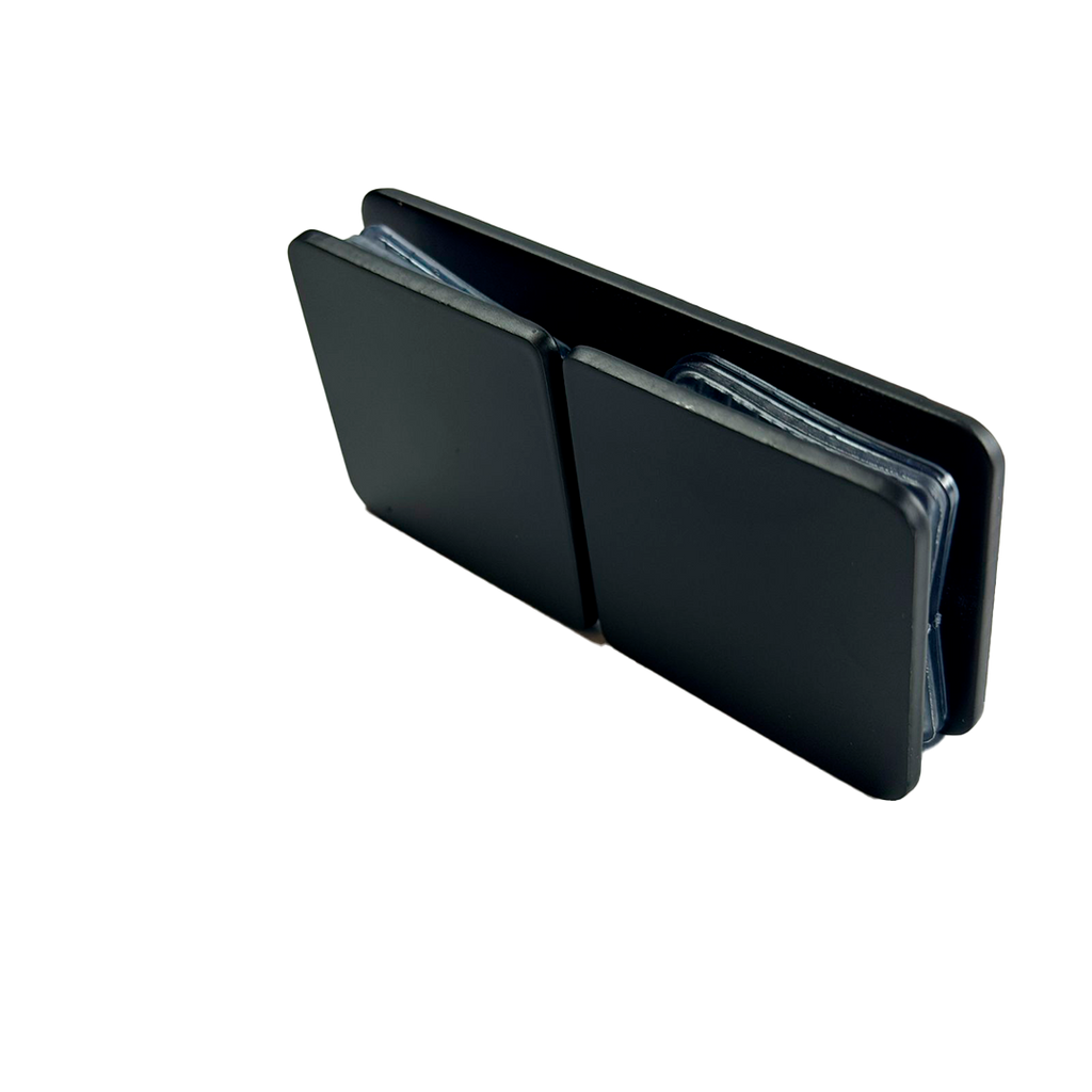 CLIP VIDRIO A VIDRIO 180° NEGRO ACERO INOXIDABLE 201