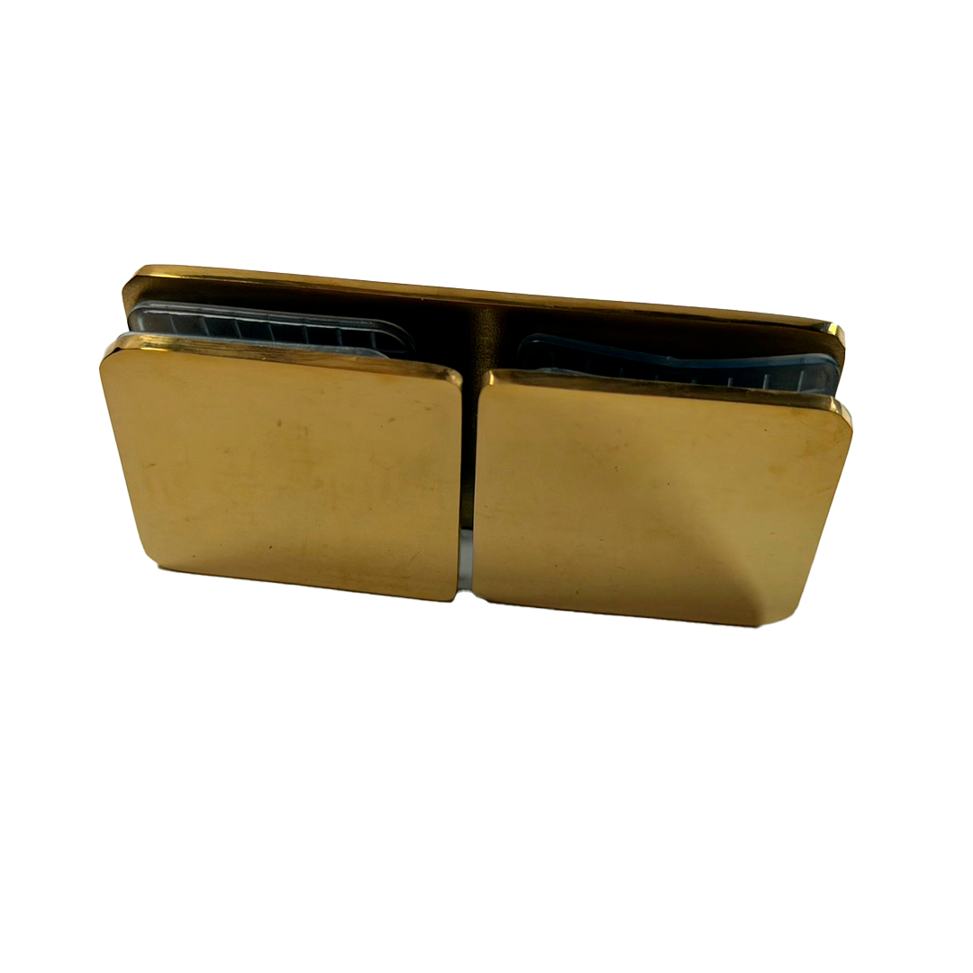CLIP VIDRIO A VIDRIO 180° ORO BRILLANTE ACERO INOXIDABLE 201