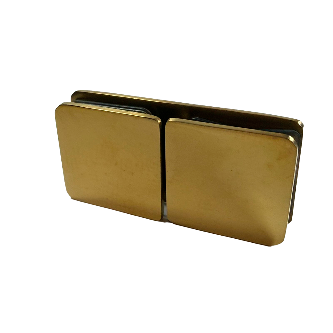 CLIP VIDRIO A VIDRIO 180° ORO BRILLANTE ACERO INOXIDABLE 201