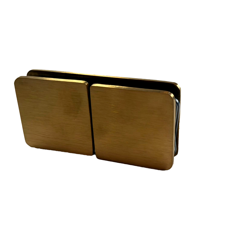 CLIP VIDRIO A VIDRIO 180° ORO MATE ACERO INOXIDABLE 201