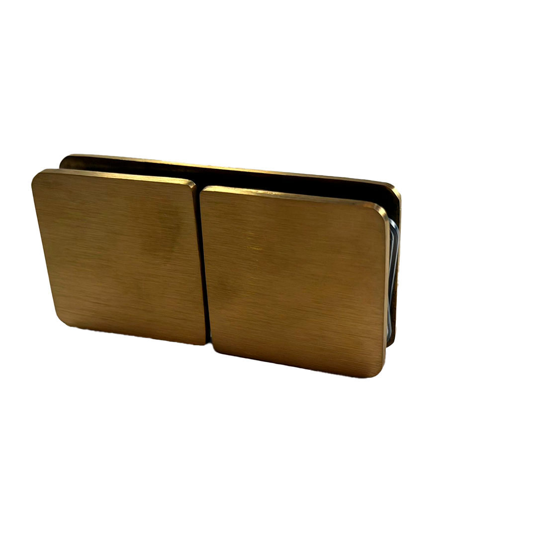 CLIP VIDRIO A VIDRIO 180° ORO MATE ACERO INOXIDABLE 201
