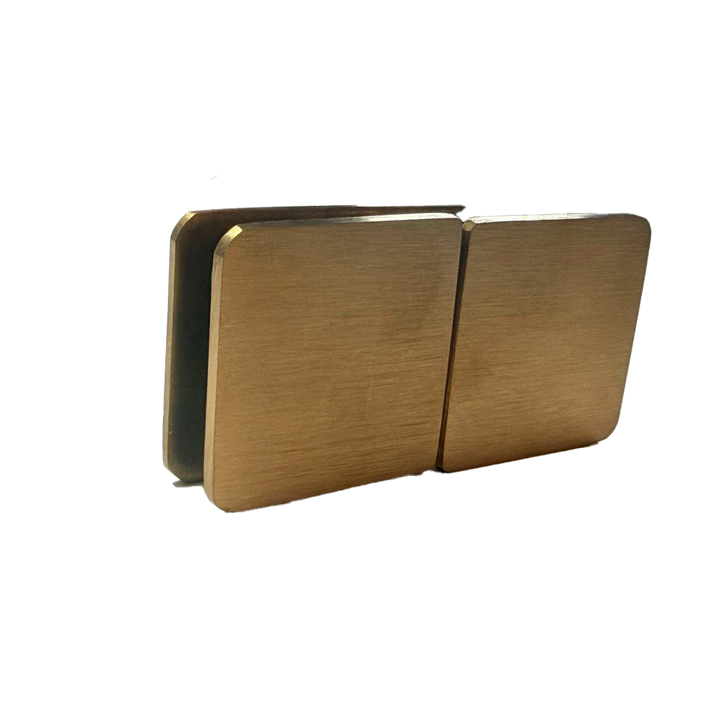 CLIP VIDRIO A VIDRIO 180° ORO MATE ACERO INOXIDABLE 201