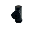 CONECTOR TIPO PIPA 90° MURO A VIDRIO AVELLANADO NEGRO ACERO INOXIDABLE 201