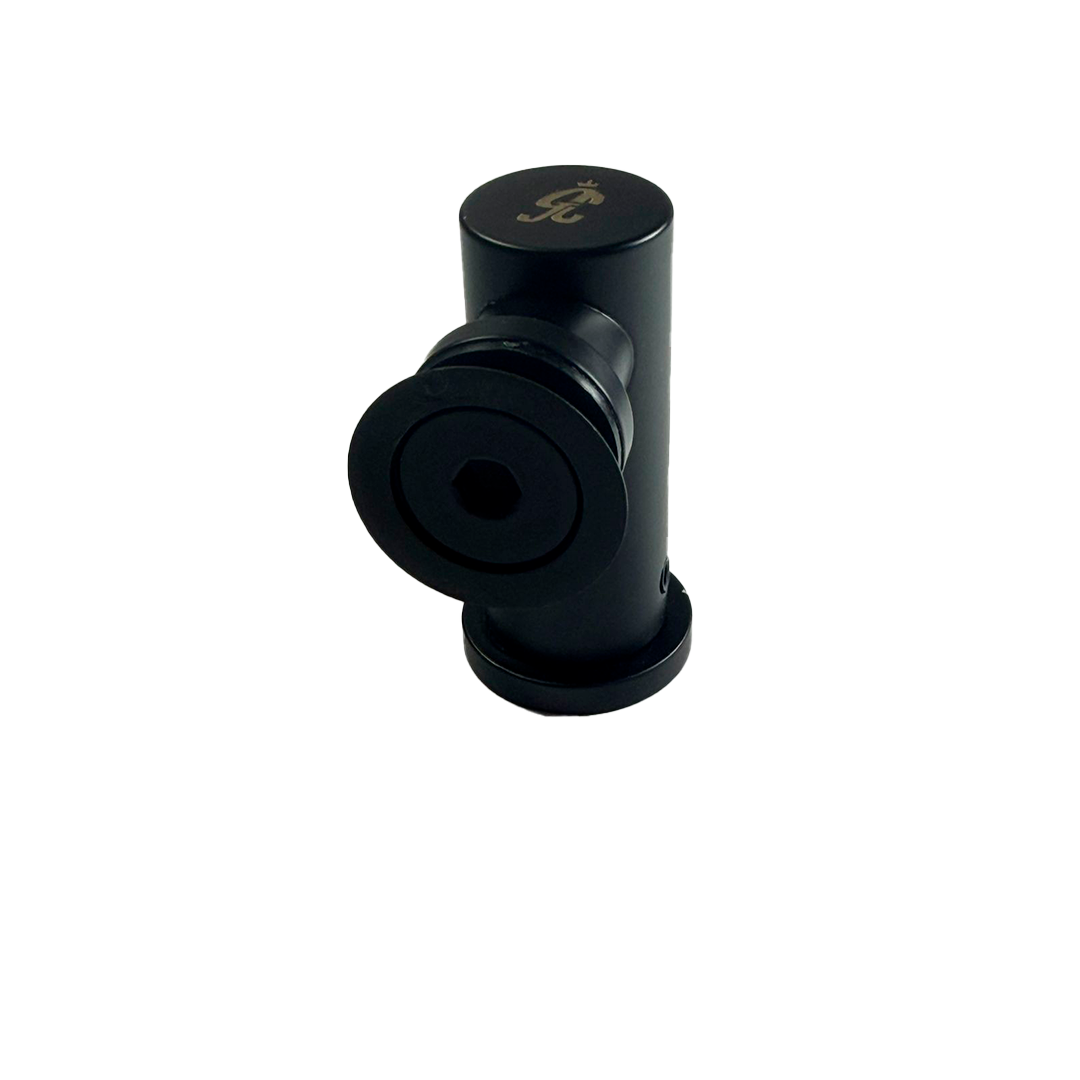 CONECTOR TIPO PIPA 90° MURO A VIDRIO AVELLANADO NEGRO ACERO INOXIDABLE 201