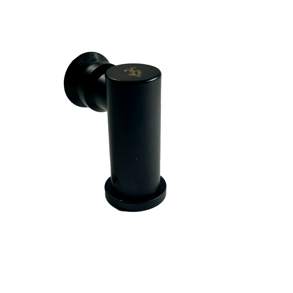 CONECTOR TIPO PIPA 90° MURO A VIDRIO AVELLANADO NEGRO ACERO INOXIDABLE 201