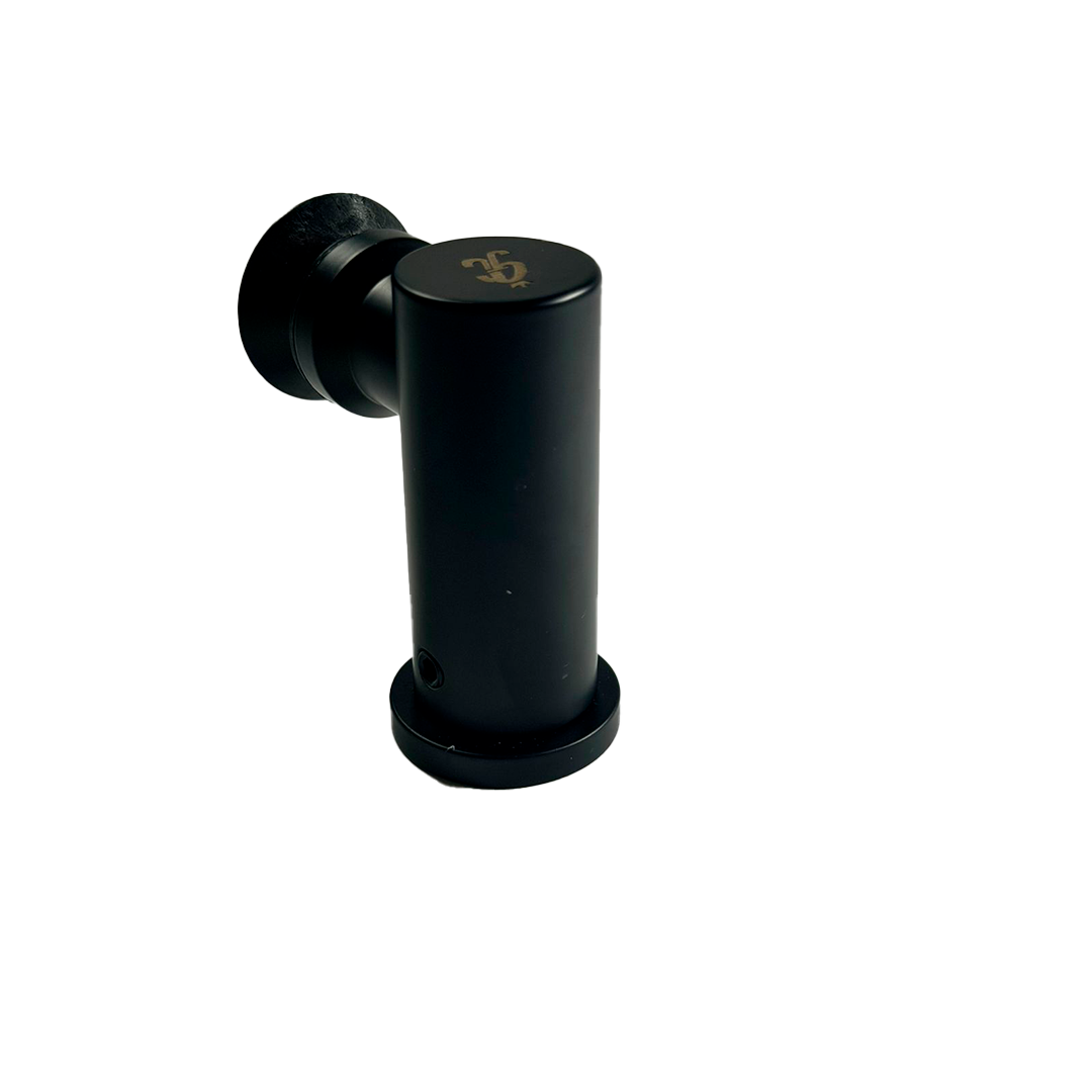 CONECTOR TIPO PIPA 90° MURO A VIDRIO AVELLANADO NEGRO ACERO INOXIDABLE 201