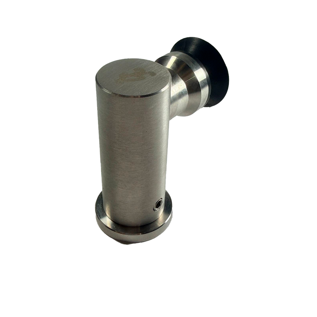 CONECTOR TIPO PIPA 90° MURO A VIDRIO AVELLANADO SATIN ACERO INOXIDABLE 304