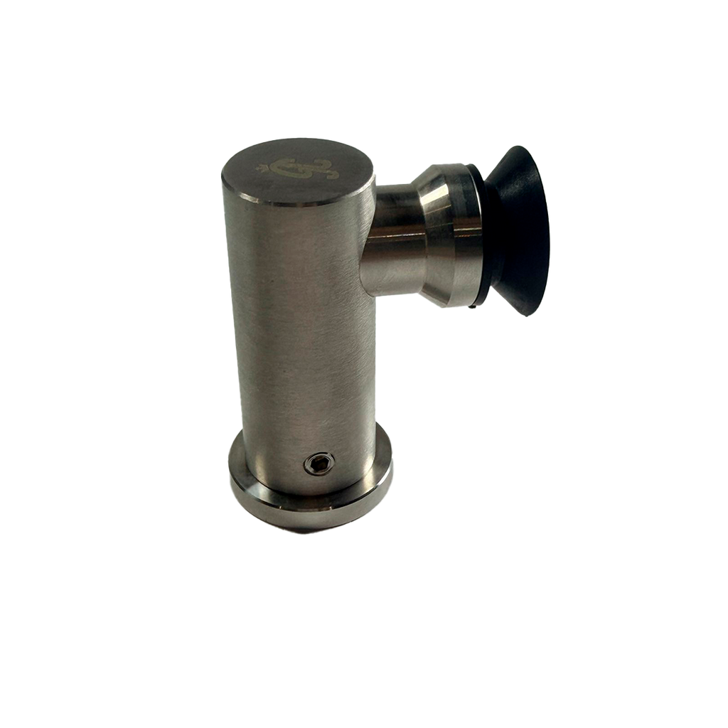 CONECTOR TIPO PIPA 90° MURO A VIDRIO AVELLANADO SATIN ACERO INOXIDABLE 201