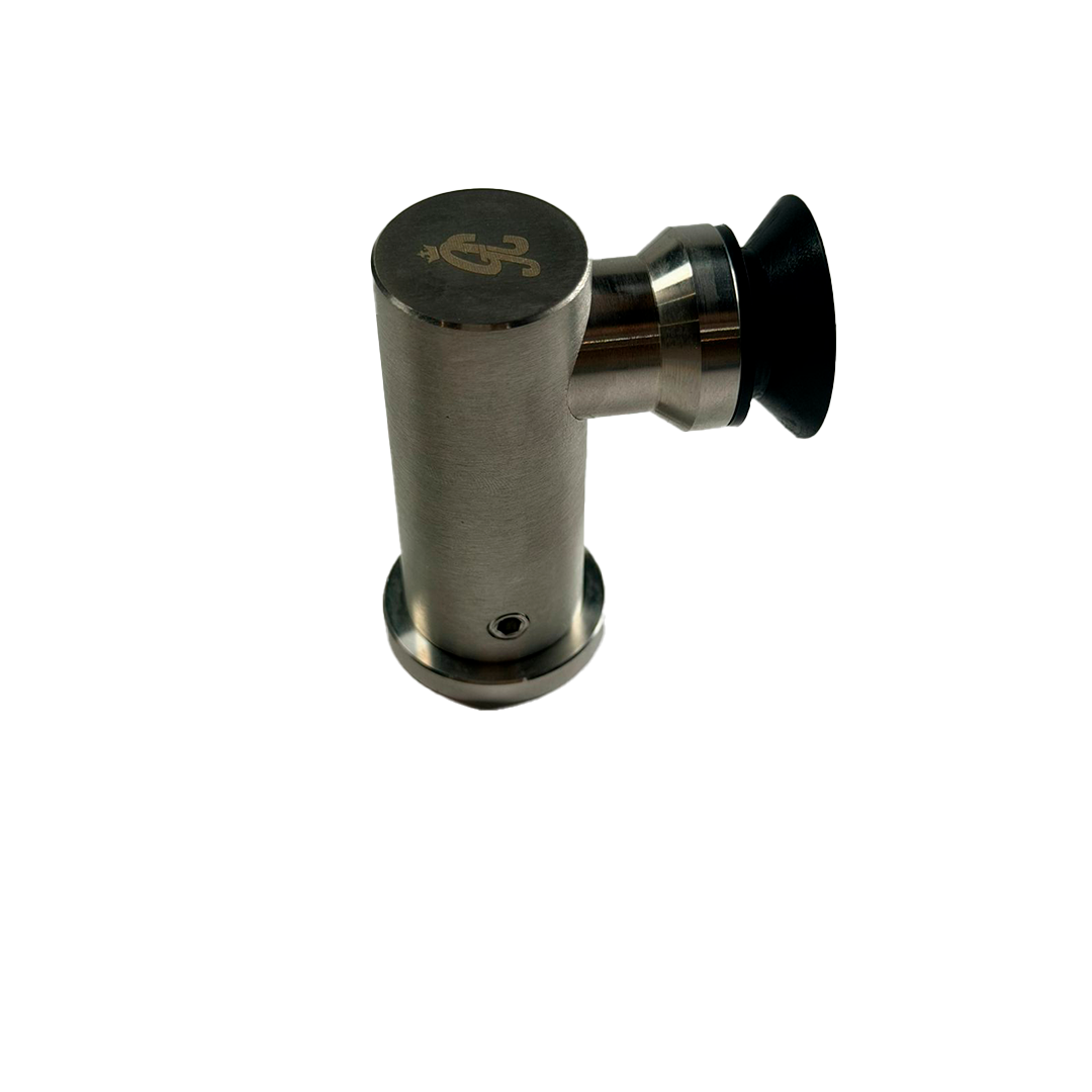 CONECTOR TIPO PIPA 90° MURO A VIDRIO AVELLANADO SATIN ACERO INOXIDABLE 201