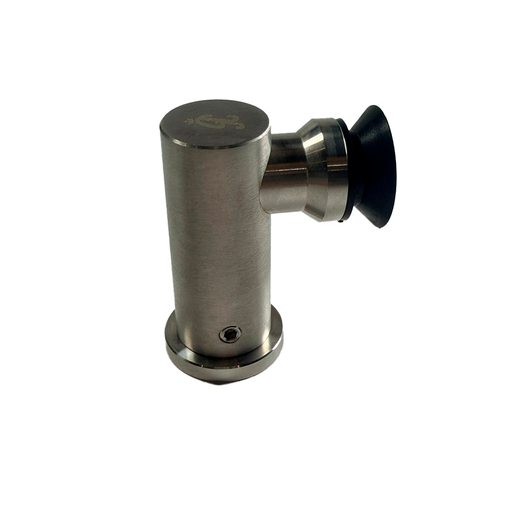 CONECTOR TIPO PIPA 90° MURO A VIDRIO AVELLANADO SATIN ACERO INOXIDABLE 304