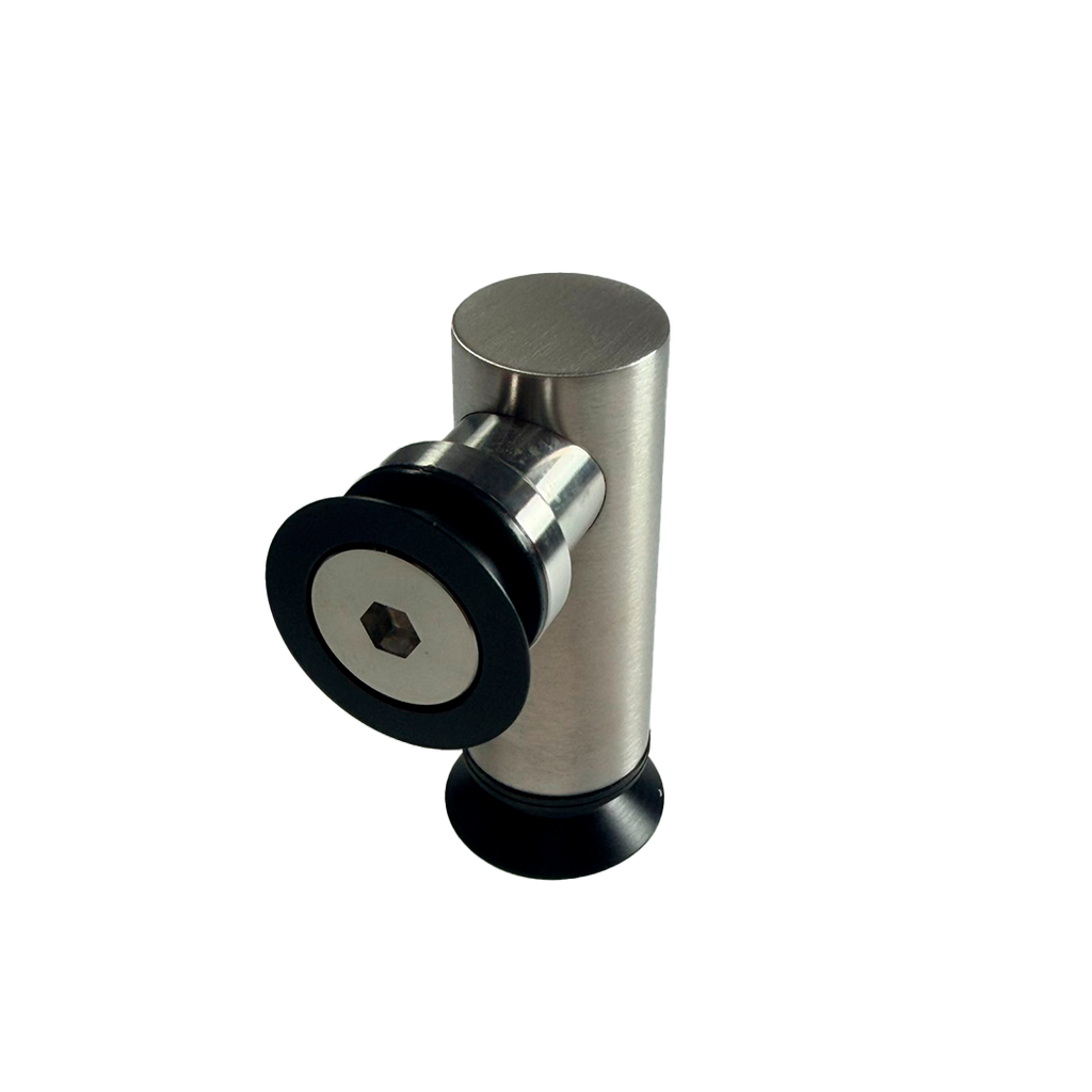 CONECTOR TIPO PIPA 90° VIDRIO A VIDRIO AVELLANADO SATIN ACERO INOXIDABLE 304