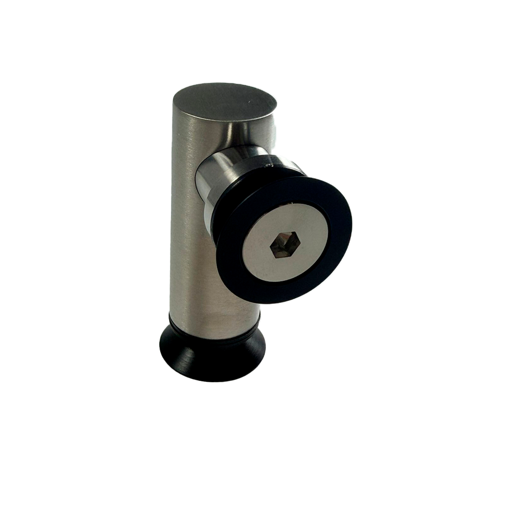 CONECTOR TIPO PIPA 90° VIDRIO A VIDRIO AVELLANADO SATIN ACERO INOXIDABLE 304