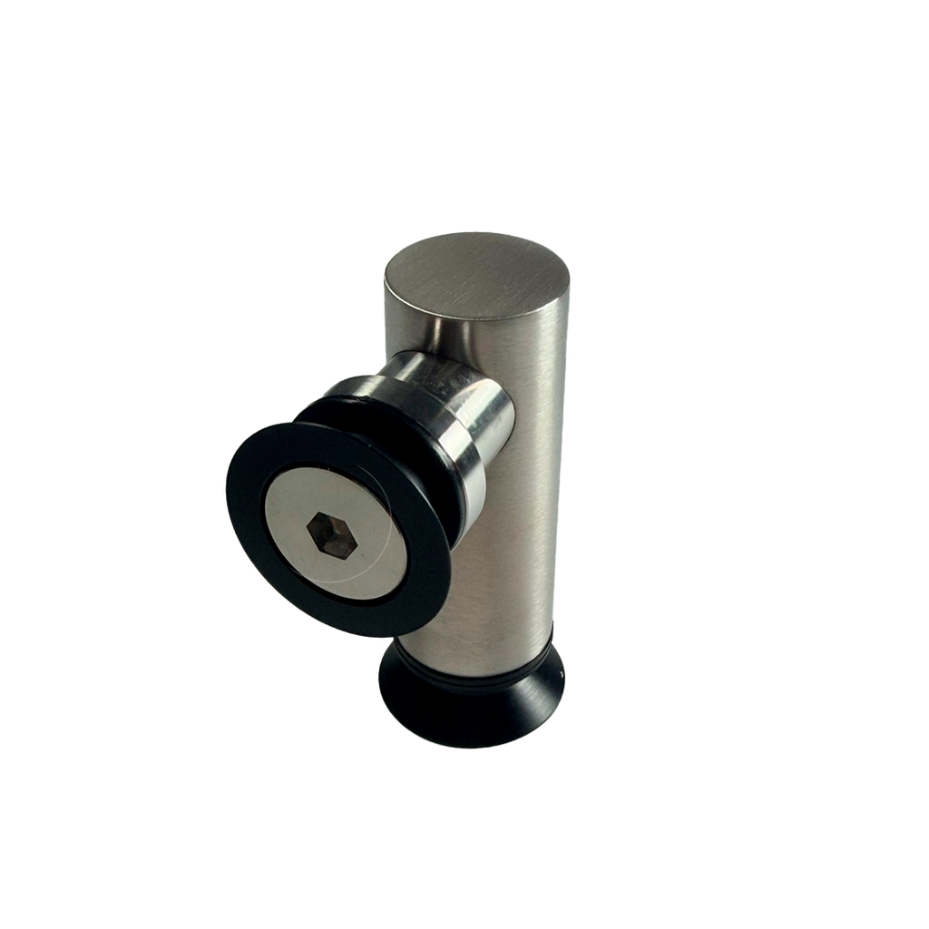 CONECTOR TIPO PIPA 90° VIDRIO A VIDRIO AVELLANADO SATIN ACERO INOXIDABLE 304
